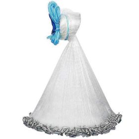 1Pc 2 Size Options 6FT 8FT Radius Fishing Cast Net Bait Trap Easy Throw Heavy Duty Hand Cast Net With Chain Sinker Bottom Spread