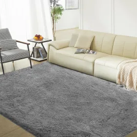 6ft X 9ft Rugs For Living Room,Grey Fluffy Carpet Large Fuzzy Plush Shag Comfy Soft, Non-Slip Indoor Floor Carpet,Room,Bedroom,Playroom, Home Dec