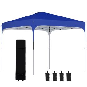 8' x 8' Pop Up Canopy Tent with Wheeled Carry Bag and 4 Sand Bags, Instant Sun Shelter, Tents for Parties, Height Adjustable, for Outdoor, Garde