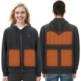 VEVOR Heated Hoodie, Unisex Heated Sweatshirt with Battery Pack 7.4V, Zip Up Electric Jacket with 5 Heating Zones for Men & Women
