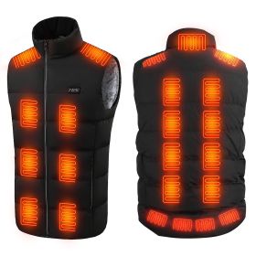 Heated Vest for Men/Women, USB Powered with 23 Heating Zones, Machine Washable (Color: Black, size: 2XL)